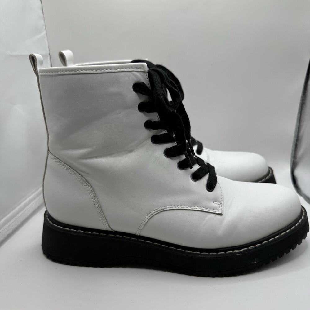 Madden Girl Kurrt White Lace Up‎ Combat Boot Size 8.5 M Women’s Zipper